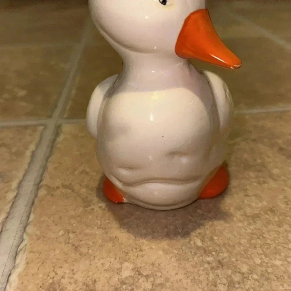 VINTAGE white ceramic duck goose bird planter accent trinket dish made in Taiwan - Picture 3 of 11